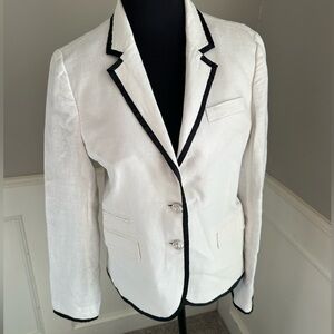 J.Crew White Blazer w/ Black Trim | Classic Tailored Jacket | Size 6
